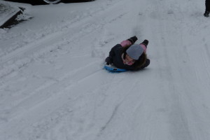 Nikola navigating the luge track.